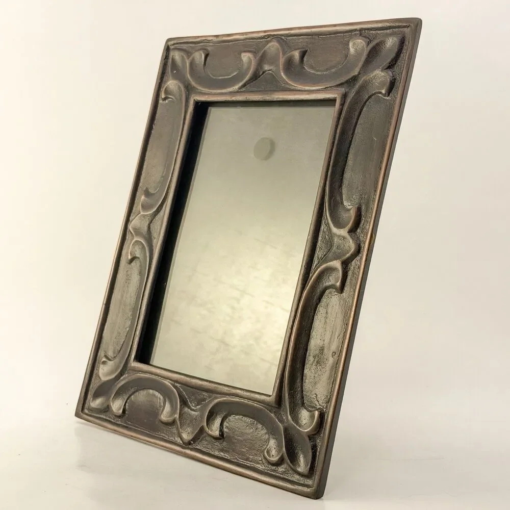 Vintage Embossed Metal Picture Frame – Art Nouveau / Mission Style Decor 5 x 7